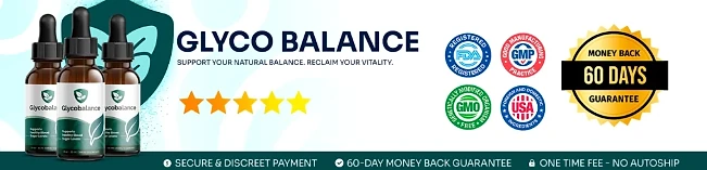 Glycobalance: FDA-registered, GMP, GMO-free and USA badges with a 60-day money-back guarantee