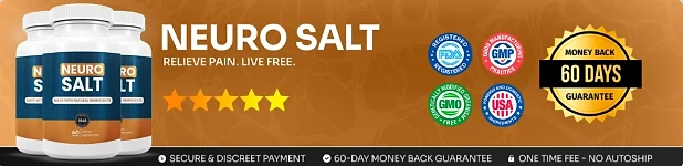 NeuroSalt: FDA-registered, GMP, GMO-free and USA badges with a 60-day money-back guarantee